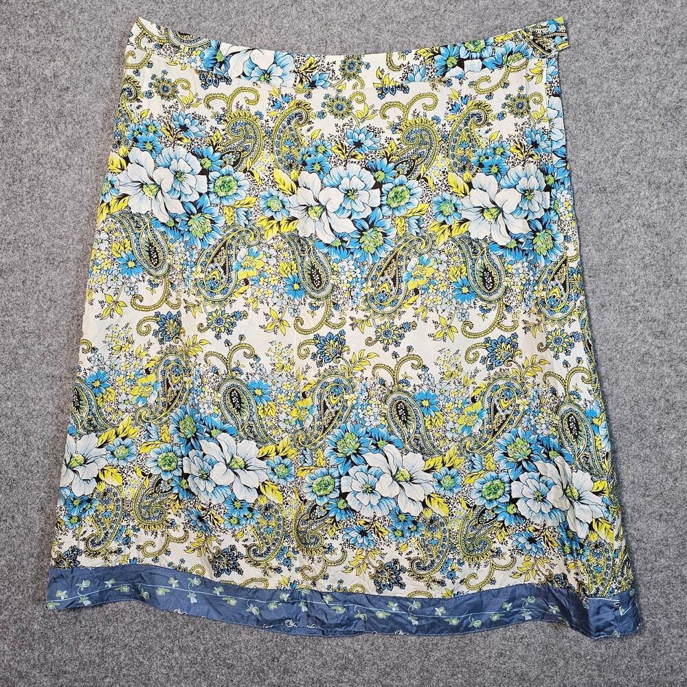Old Navy 100% Silk Floral Paisley Midi Skirt Vintage Boho Cottagecore Womens 12